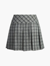 Checked Pleated Zipper Mini Skirt